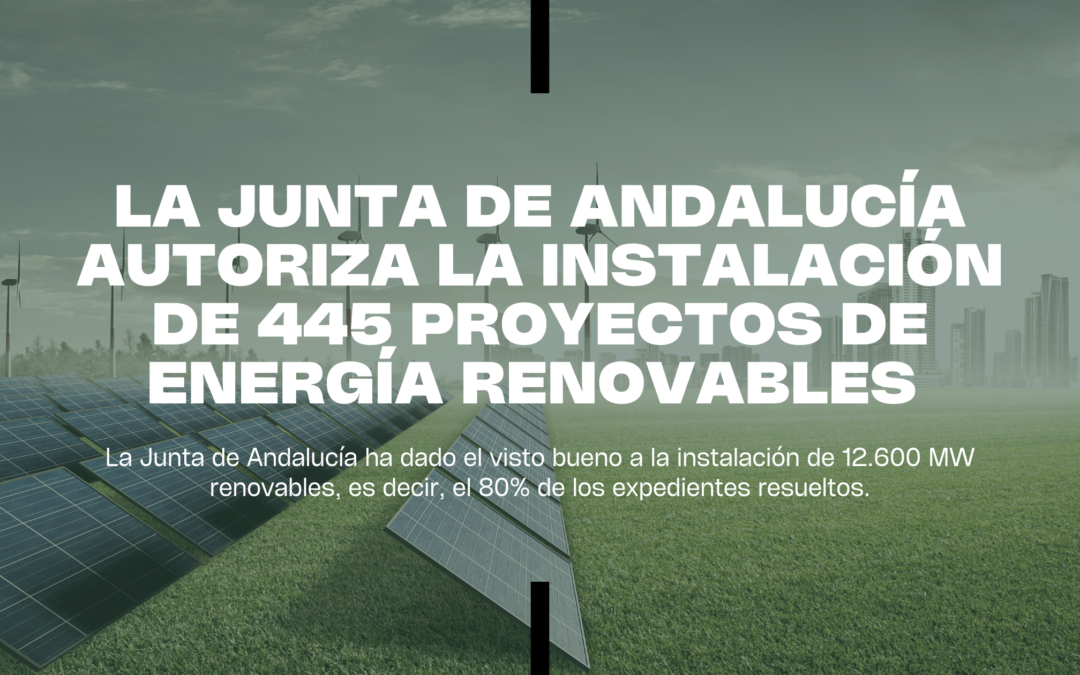 La Junta de Andalucía autoriza la instalación de 445 proyectos de energía renovables 